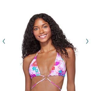 Breaking Waves floral Bikini top with heart size small new with tag!